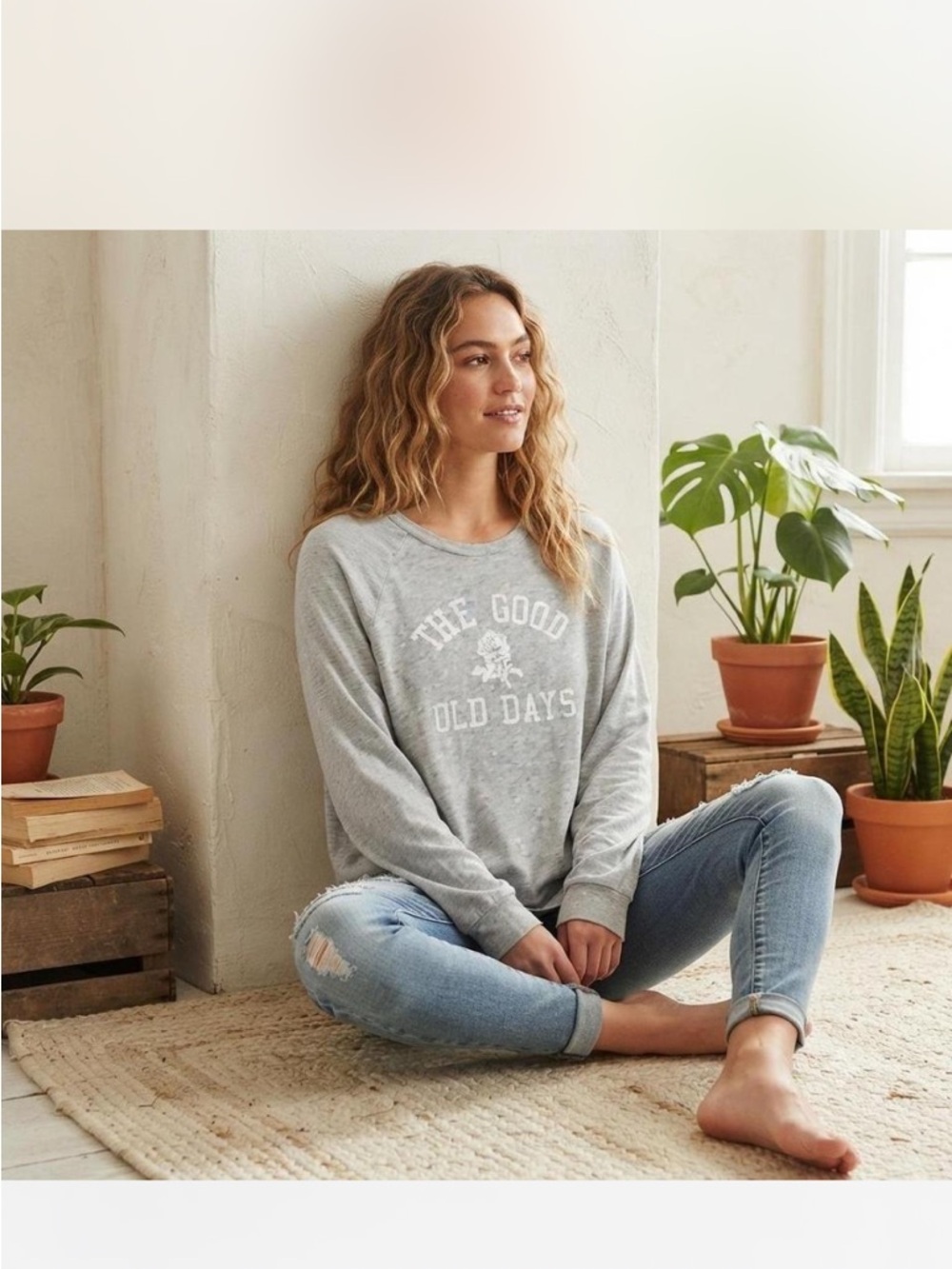 New Aerie Women XL oversized heather gray long-sleeve shirt